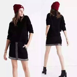 Madewell Embellished Women's Mini Skirt Black Size 6 Pockets Lined Boho.